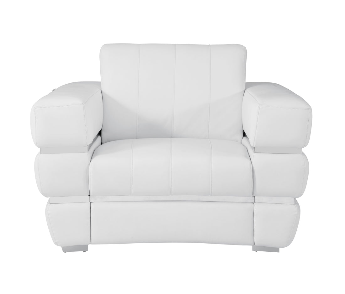 Top Grain Italian Leather Chair White Foam Leather