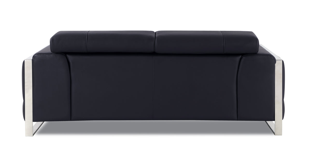 Top Grain Italian Leather Loveseat Black Foam Leather