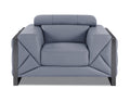Top Grain Italian Leather Chair Light Blue Foam Leather