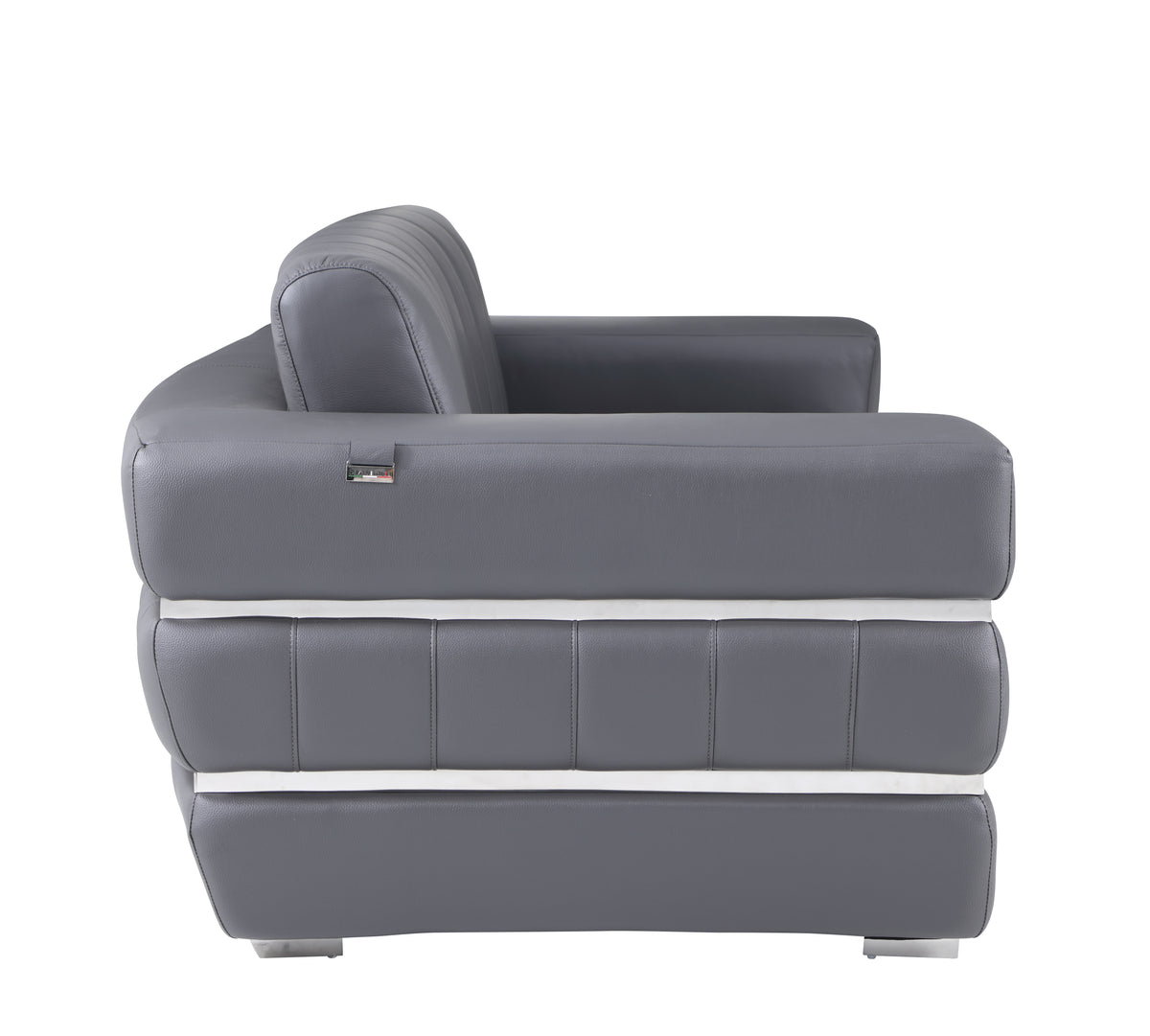 Top Grain Italian Leather Chair Dark Gray Foam Leather