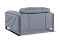 Top Grain Italian Leather Chair Light Blue Foam Leather