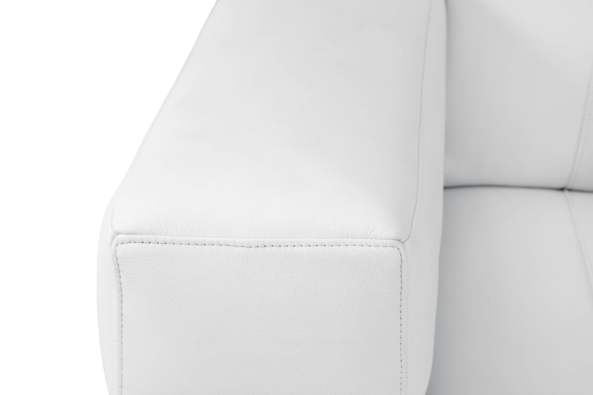 Top Grain Italian Leather Loveseat White Foam Leather