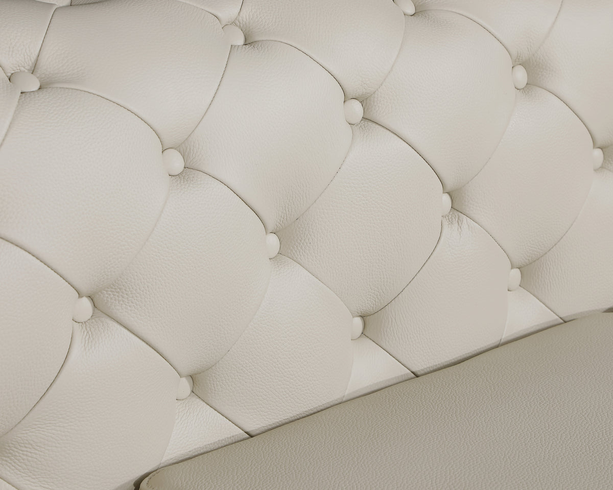 100% Top Grain Italian Leather Chair Beige Foam Leather