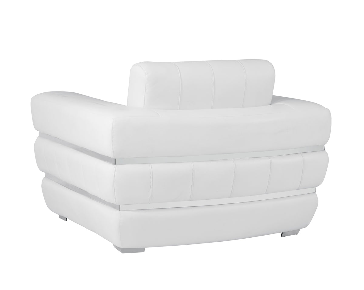 Top Grain Italian Leather Chair White Foam Leather