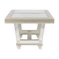 Glamorous Style Dining 7Pc Set Champagne Finish Table W Leaf Glass Insert Top Upholstered Tufted 6X Side Chairs Traditional Dining Room Furniture Champagne Seats 6 Dining Room Extendable Glam,Modern Rectangular Dining Table With Chair Solid Wood