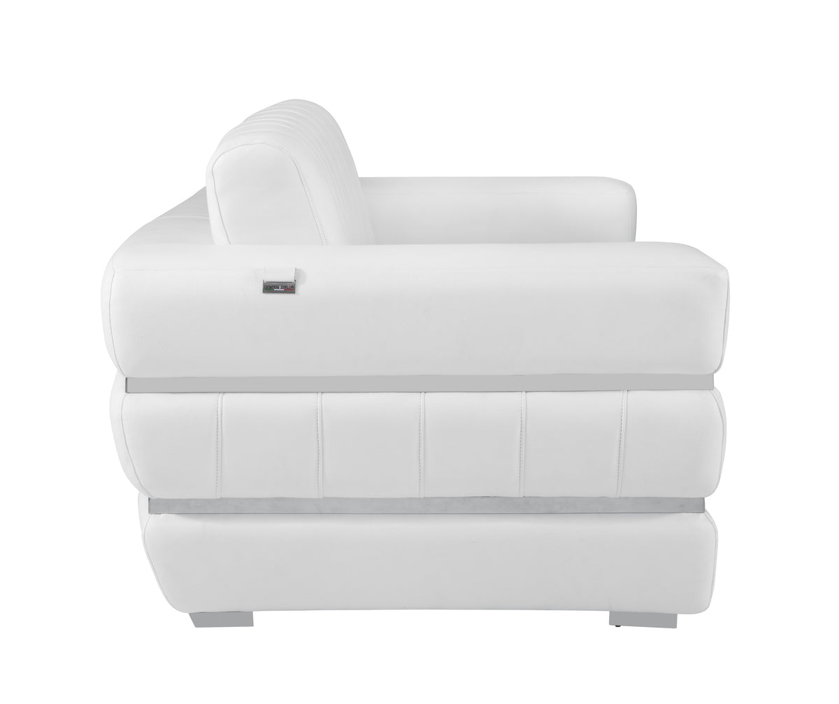 Top Grain Italian Leather Loveseat White Foam Leather