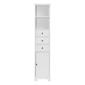 White Tall Bathroom Cabinet, Freestanding Storage Cabinet With 3 Drawers And Adjustable Shelf, Mdf Board With Painted Finish White Mdf