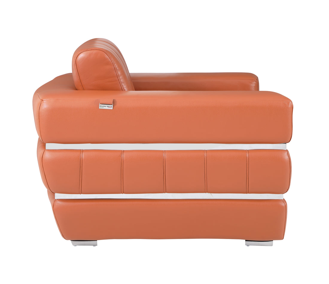 Top Grain Italian Leather Chair Camel Foam Leather