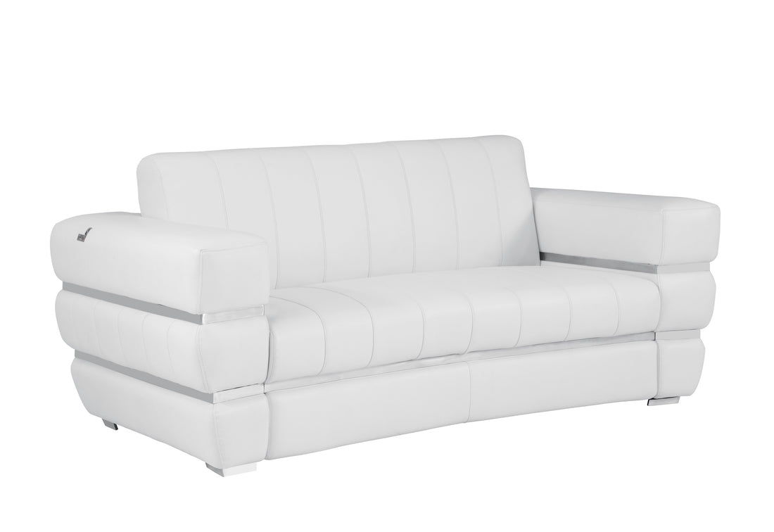 Top Grain Italian Leather Loveseat White Foam Leather