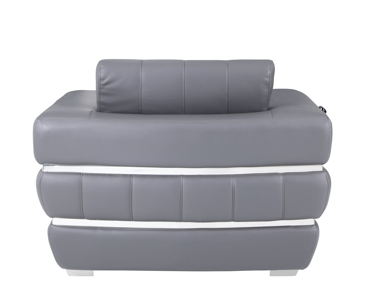 Top Grain Italian Leather Chair Dark Gray Foam Leather