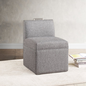 Della Modern Upholstered Castered Chair In Ashen Grey Grey Foam Fabric