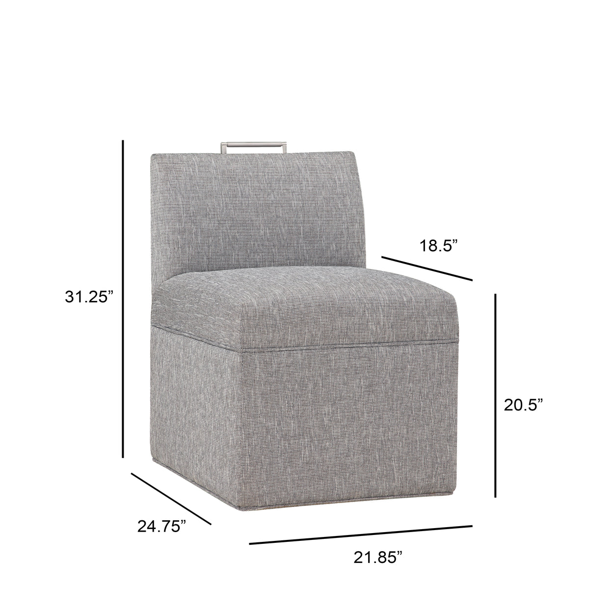 Della Modern Upholstered Castered Chair In Ashen Grey Grey Foam Fabric