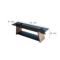 62 Inch Modern Tempered Glass Rectangular Top Tv Console Stand, Wood Frame, Glass Bottom Shelf, Black, Brown Brown Solid Wood