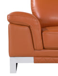 Top Grain Italian Leather Loveseat Camel Foam Leather