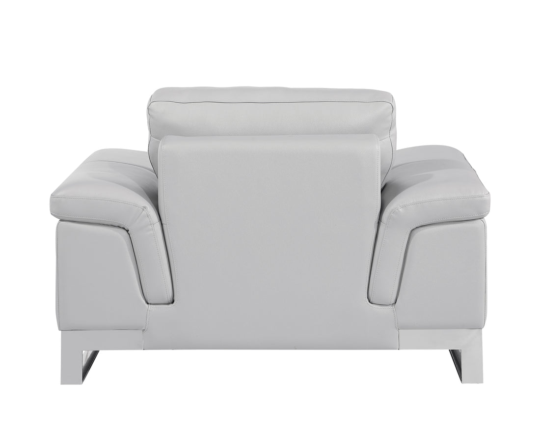 Top Grain Italian Leather Chair Light Gray Foam Leather