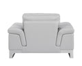 Top Grain Italian Leather Chair Light Gray Foam Leather