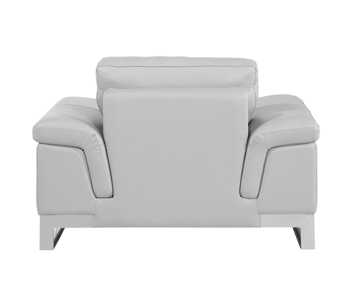 Top Grain Italian Leather Chair Light Gray Foam Leather