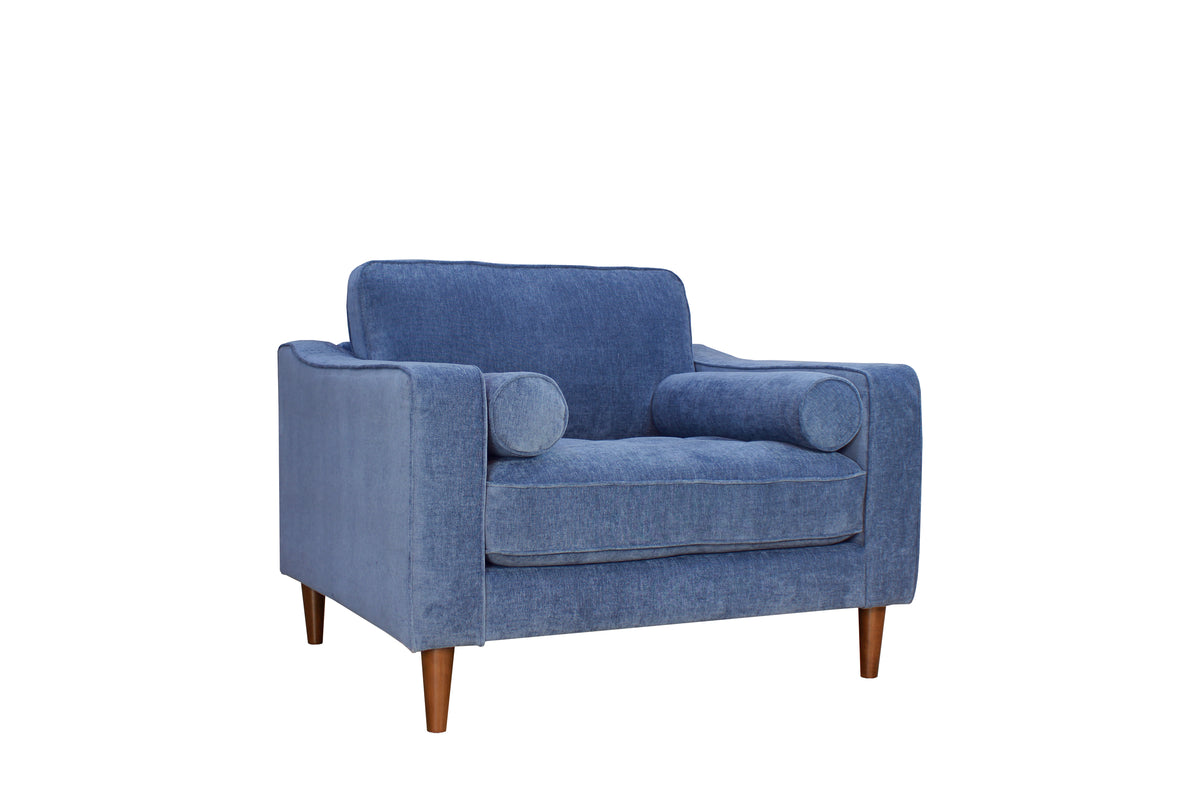 Anderson Chair Denim Blue Blue Upholstered