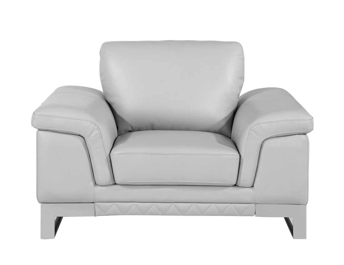 Top Grain Italian Leather Chair Light Gray Foam Leather