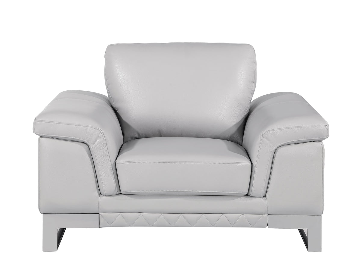 Top Grain Italian Leather Chair Light Gray Foam Leather