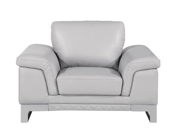 Top Grain Italian Leather Chair Light Gray Foam Leather