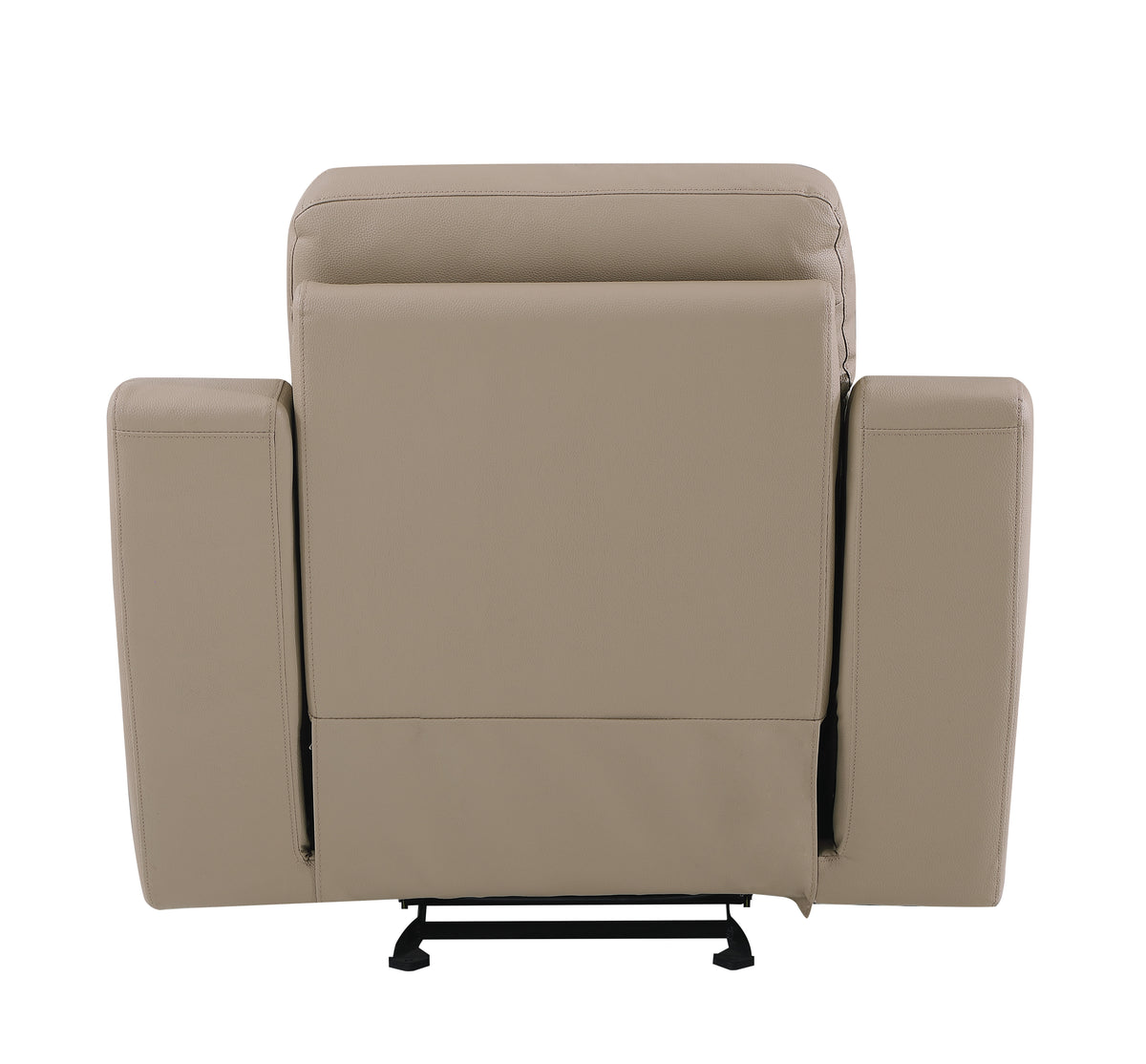 Reclining Modern Leather Air Upholstered Chair Beige Foam Leather