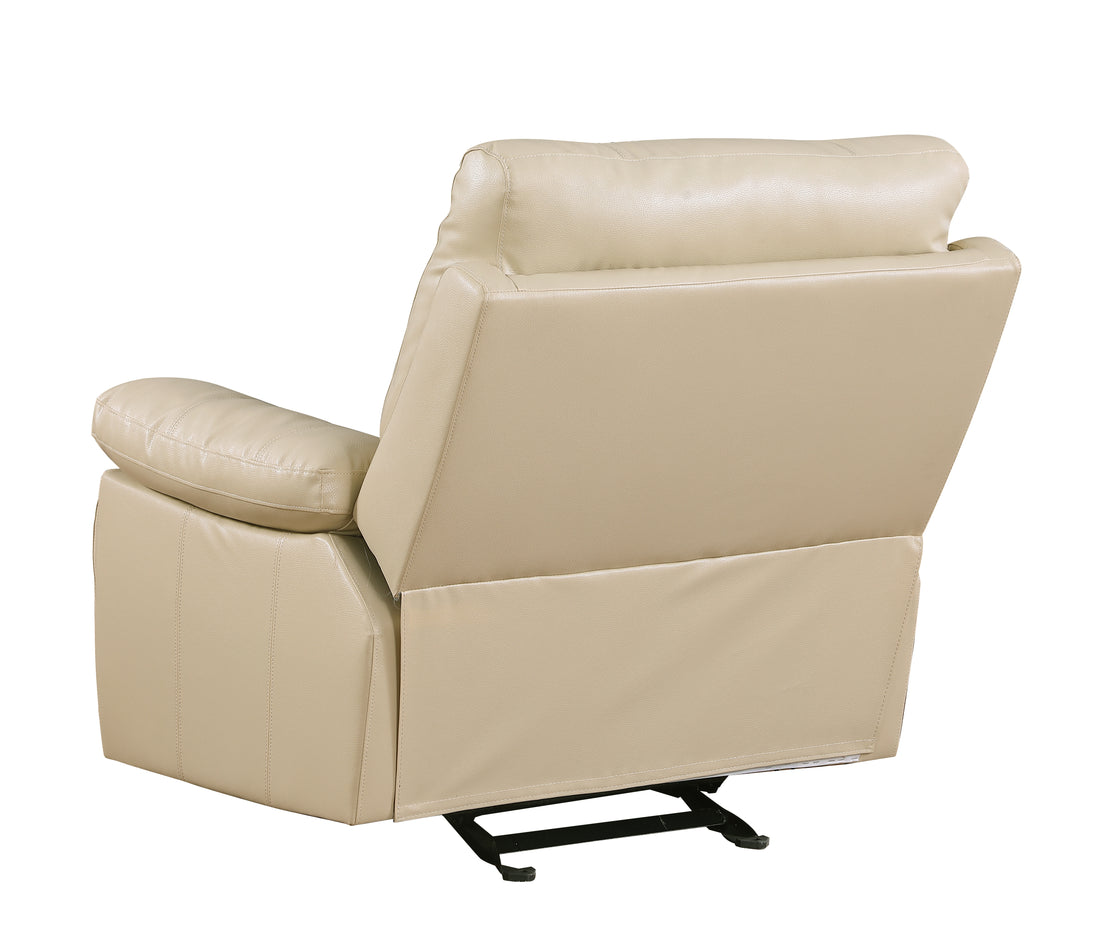 Leather Air Recliining Loveseat Beige Foam Leather
