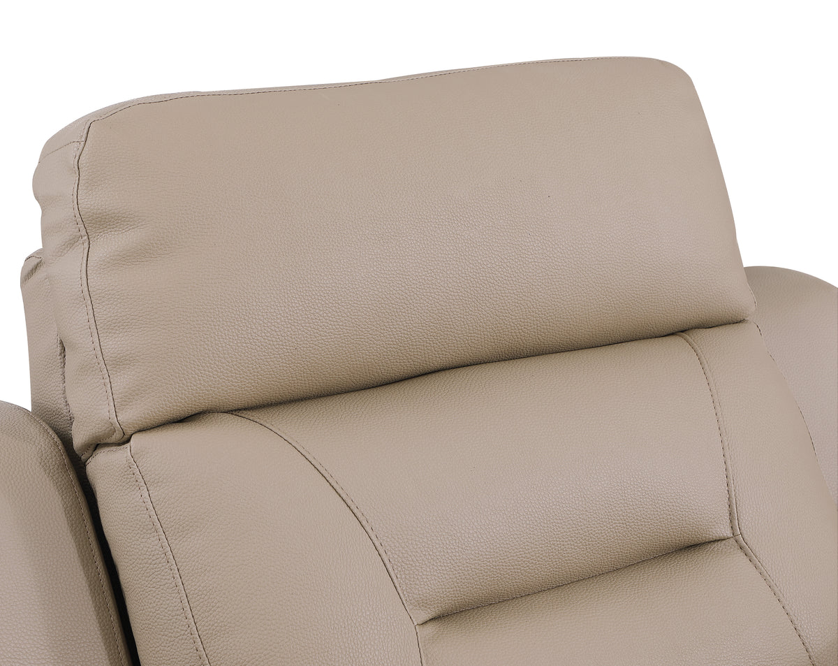 Reclining Modern Leather Air Upholstered Chair Beige Foam Leather