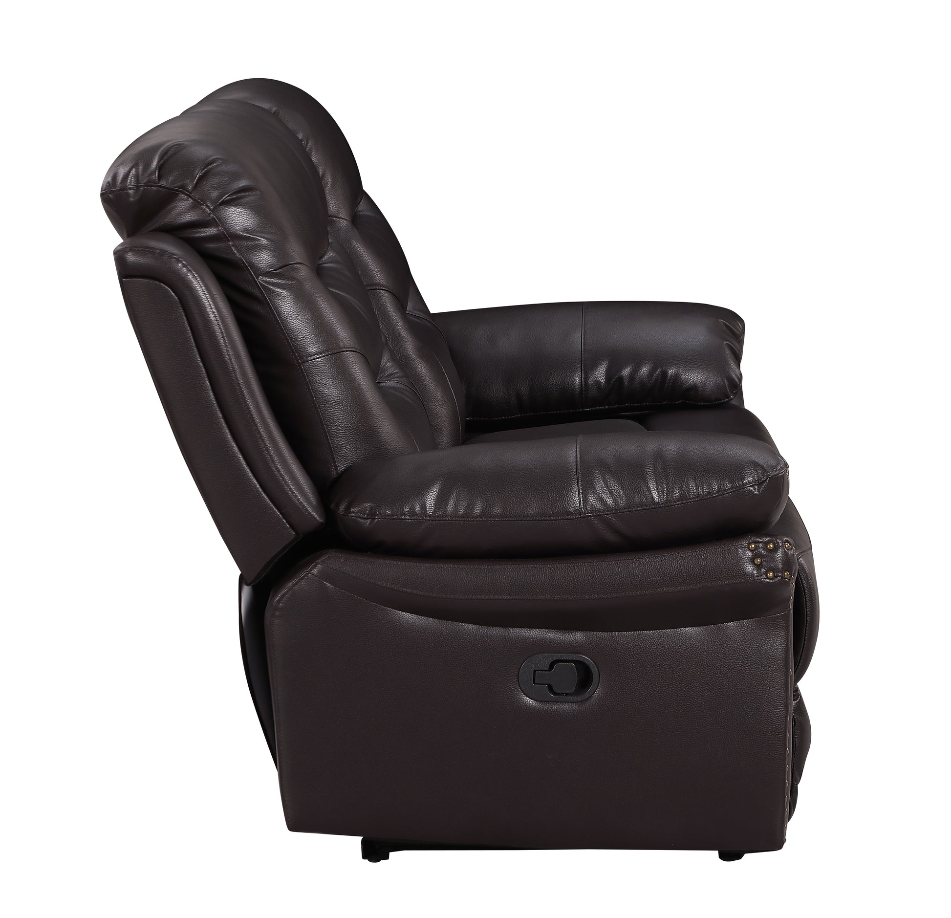 Leather Air Upholstered Reclining Sofa With Fiber Back Brown Foam Leather