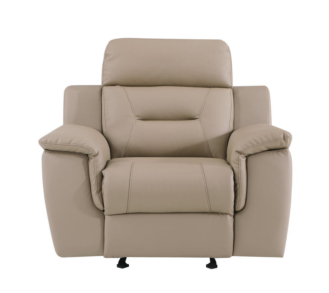 Reclining Modern Leather Air Upholstered Chair Beige Foam Leather