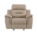 Reclining Modern Leather Air Upholstered Chair Beige Foam Leather