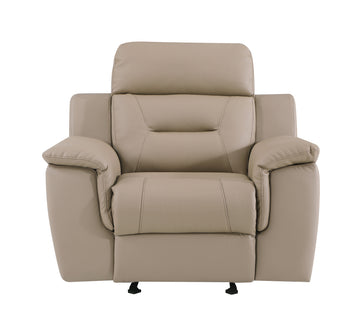 Reclining Modern Leather Air Upholstered Chair Beige Foam Leather