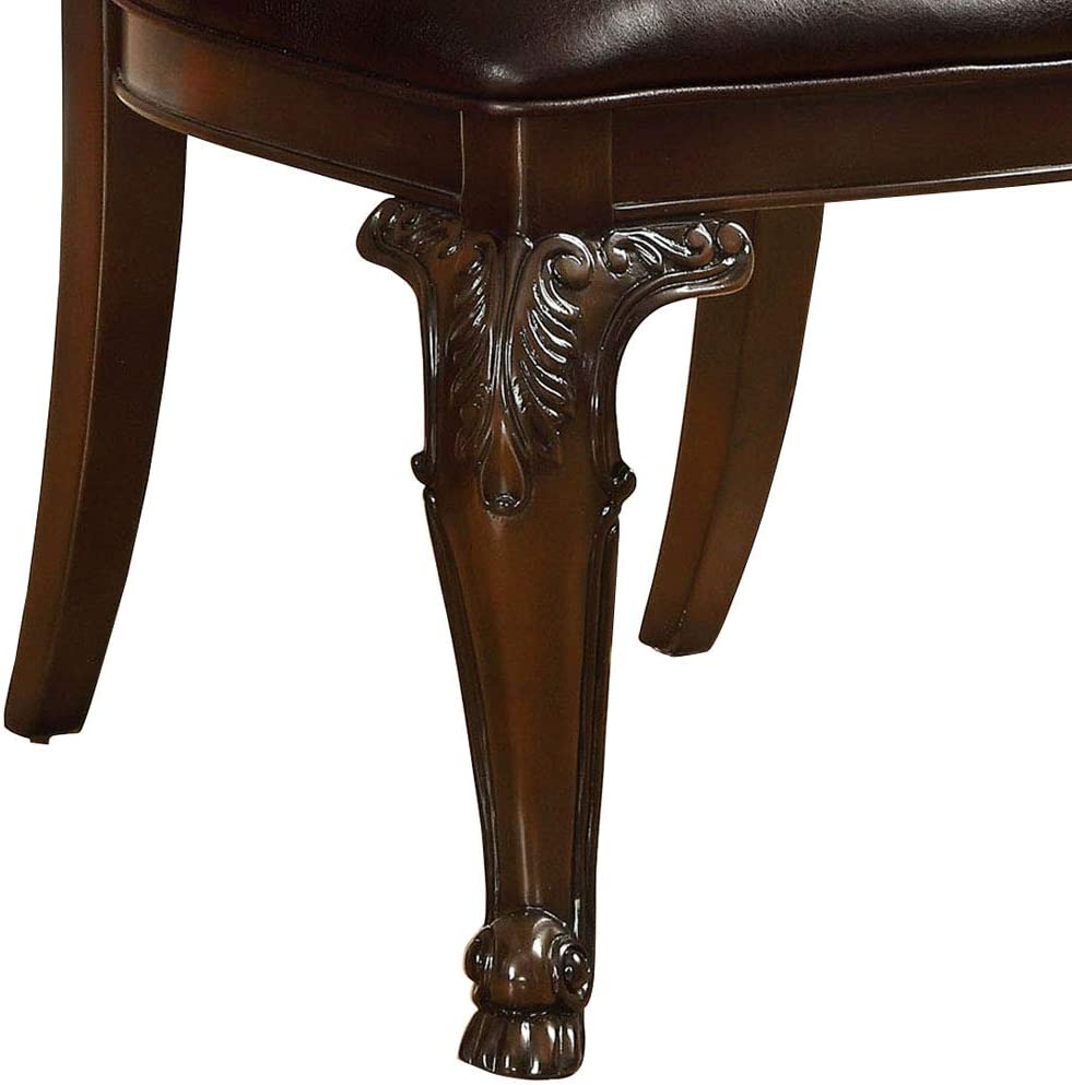 Traditional Intricate Back Design Set Of 2 Side Chairs Brown Cherry Solid Wood Chair Paddedseat Kitchen Dining Room Furniture Dark Brown Brown Dining Room Luxury,Traditional Dining Chairs Rubberwood Solid Wood