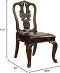 Traditional Intricate Back Design Set Of 2 Side Chairs Brown Cherry Solid Wood Chair Paddedseat Kitchen Dining Room Furniture Dark Brown Brown Dining Room Luxury,Traditional Dining Chairs Rubberwood Solid Wood