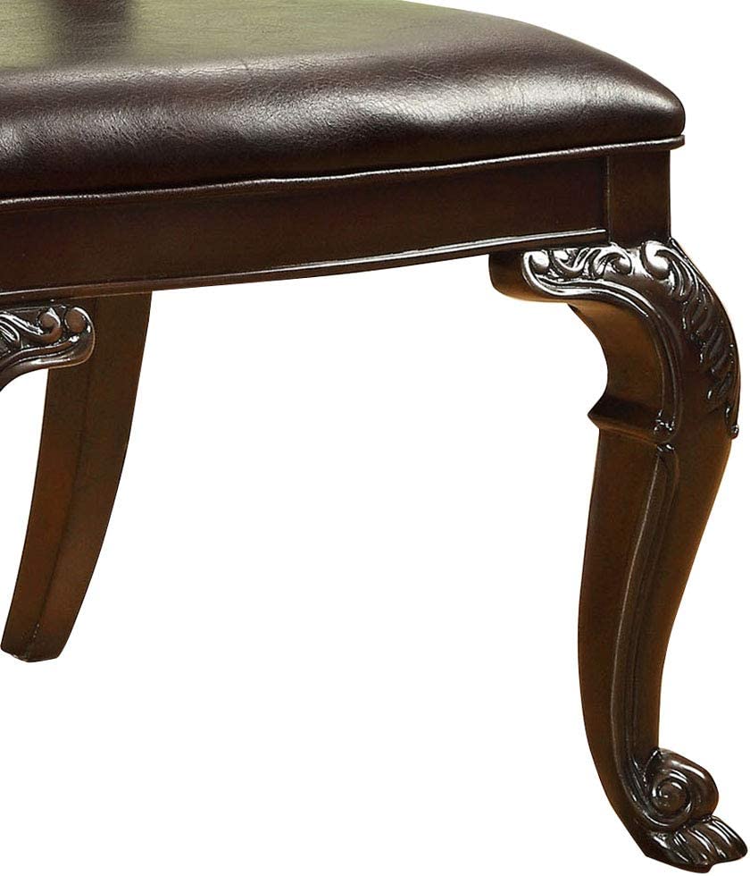 Traditional Intricate Back Design Set Of 2 Side Chairs Brown Cherry Solid Wood Chair Paddedseat Kitchen Dining Room Furniture Dark Brown Brown Dining Room Luxury,Traditional Dining Chairs Rubberwood Solid Wood