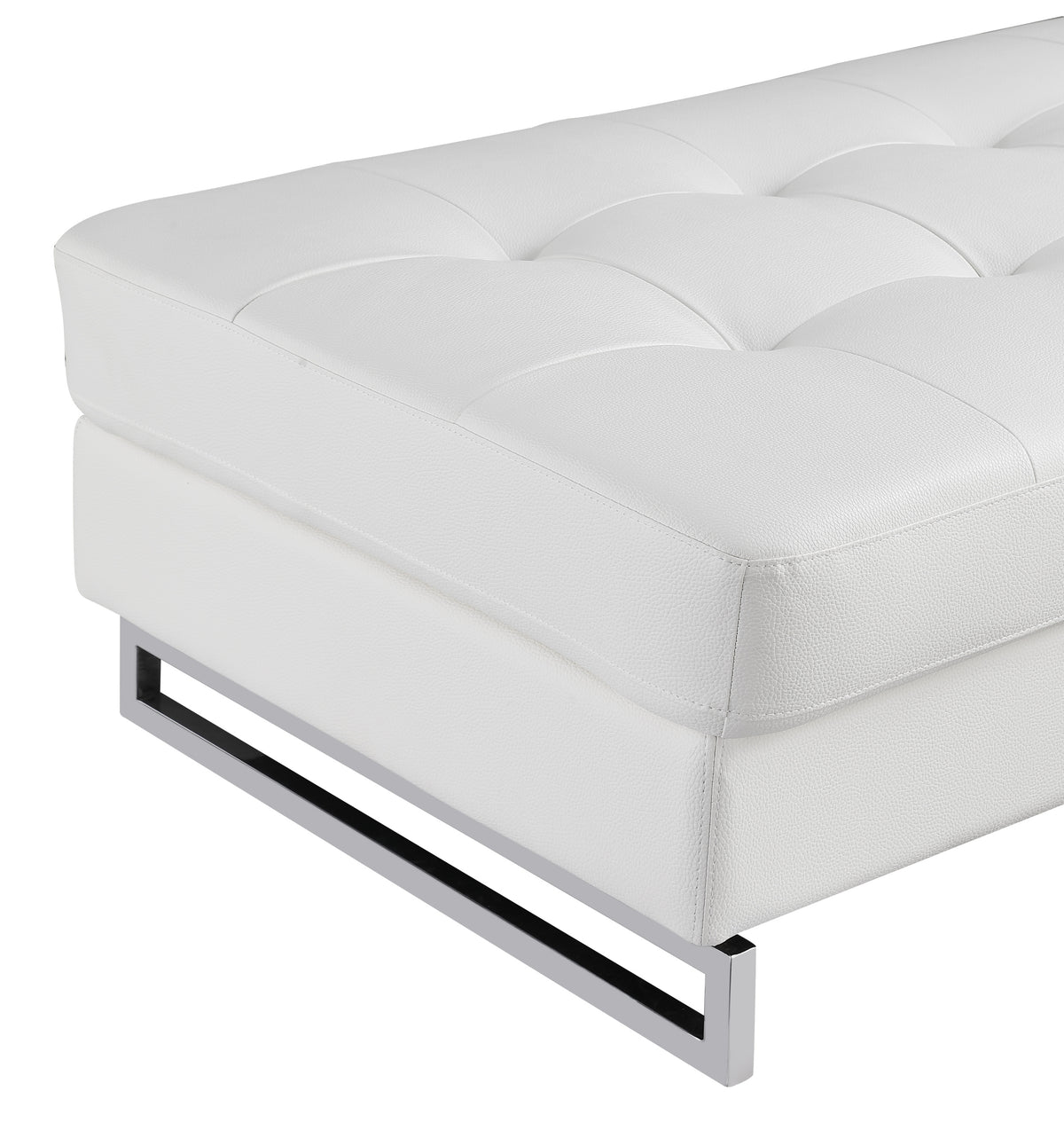 Genuine Leather Ottoman White Foam Leather