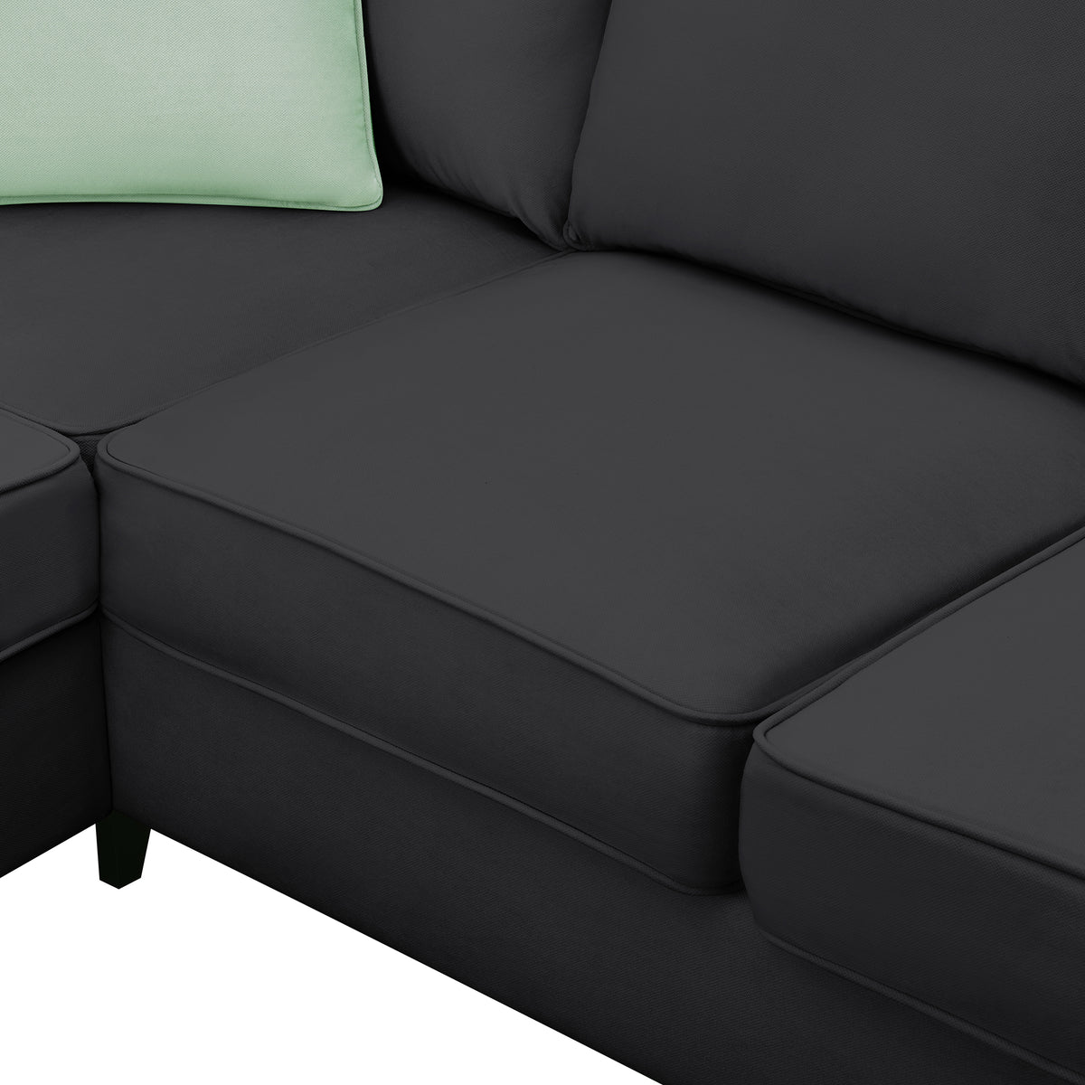 112*87" Sectional Sofa Couches Living Room Sets, 7 Seats Modular Sectional Sofa With Ottoman, L Shape Fabric Sofa Corner Couch Set With 3 Pillows, Black Of Gs008210Aab Black Fabric 7 Seat