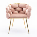 Luxury Modern Simple Leisure Velvet Single Sofa Chair Bedroom Lazy Person Household Dresser Stool Manicure Table Back Chair Pink Pink Velvet