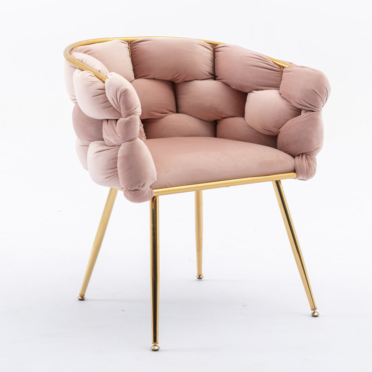Luxury Modern Simple Leisure Velvet Single Sofa Chair Bedroom Lazy Person Household Dresser Stool Manicure Table Back Chair Pink Set Of 2 Pink Velvet