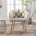 Luxury Modern Simple Leisure Velvet Single Sofa Chair Bedroom Lazy Person Household Dresser Stool Manicure Table Back Chair Beige Beige Velvet