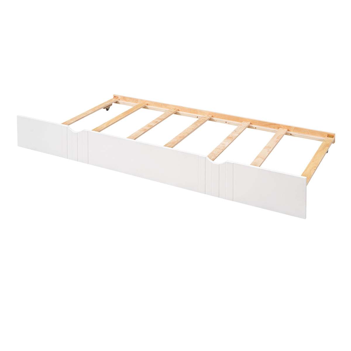 Full Size Daybed Wood Bed With Twin Size Trundle,White White Solid Wood