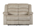Transitional Microfiber Fabric Upholstered Loveseat Beige Foam Fabric