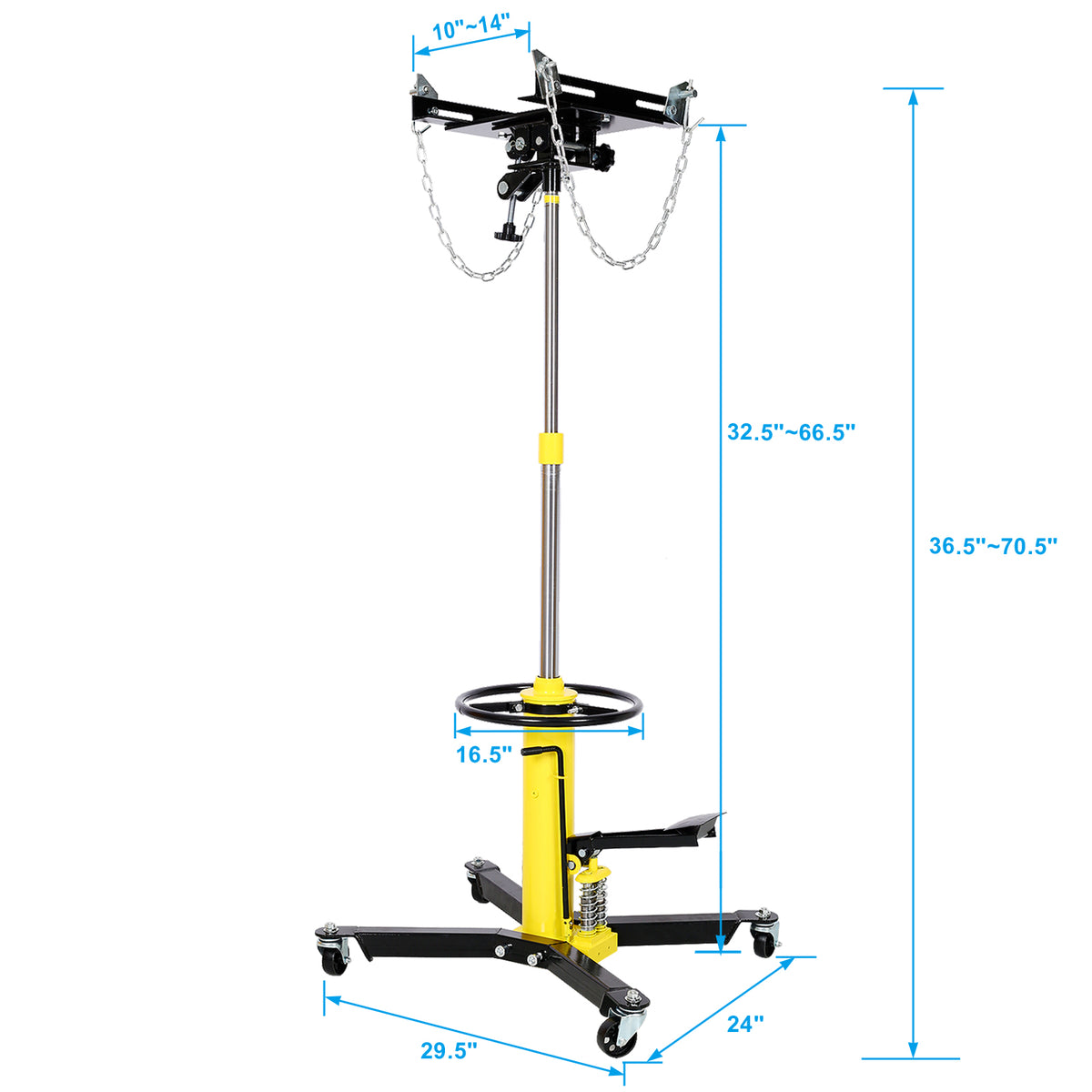 1660Lbs Transmission Jacks Quick Lift Dual Springhydraulic Transmission Jack 2 Stage Hydraulic W 360 For Car Lift 0.75 Ton Yellow Iron