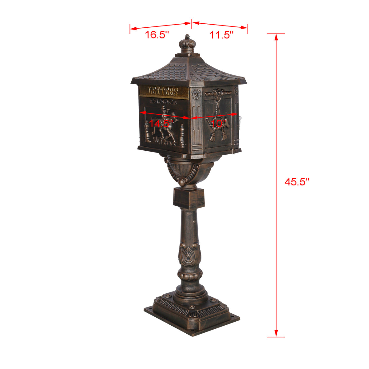 Cast Aluminum Mail Box,Postal Boxmailbox Color Bronze Bronze Aluminium