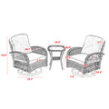 3 Pieces Outdoor Swivel Rocker Patio Chairs, 360 Degree Rocking Patio Conversation Set With Thickened Cushions And Glass Coffee Table For Backyard, Blue Blue Steel