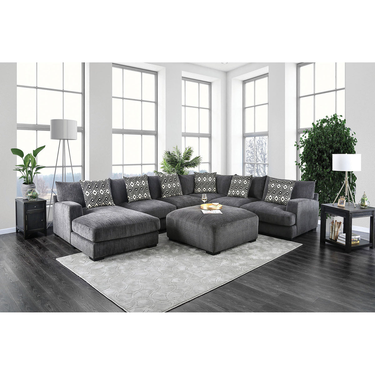Living Room Lounge Ottoman Gray Chenille Fabric Comfort Cozy Plush Seat Foam Wooden Legs 1Pc Ottoman Only. Gray Chenille Primary Living Space Grey Contemporary,Modern Chenille