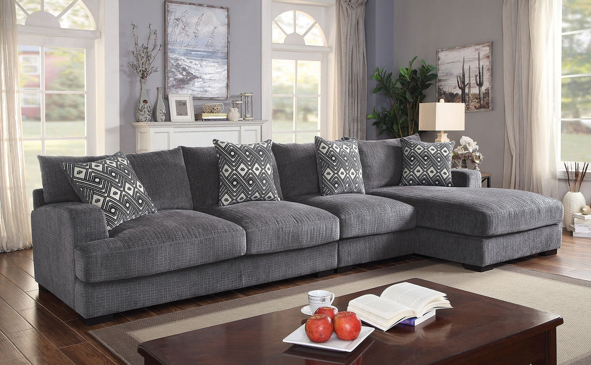 Living Room Lounge Ottoman Gray Chenille Fabric Comfort Cozy Plush Seat Foam Wooden Legs 1Pc Ottoman Only. Gray Chenille Primary Living Space Grey Contemporary,Modern Chenille