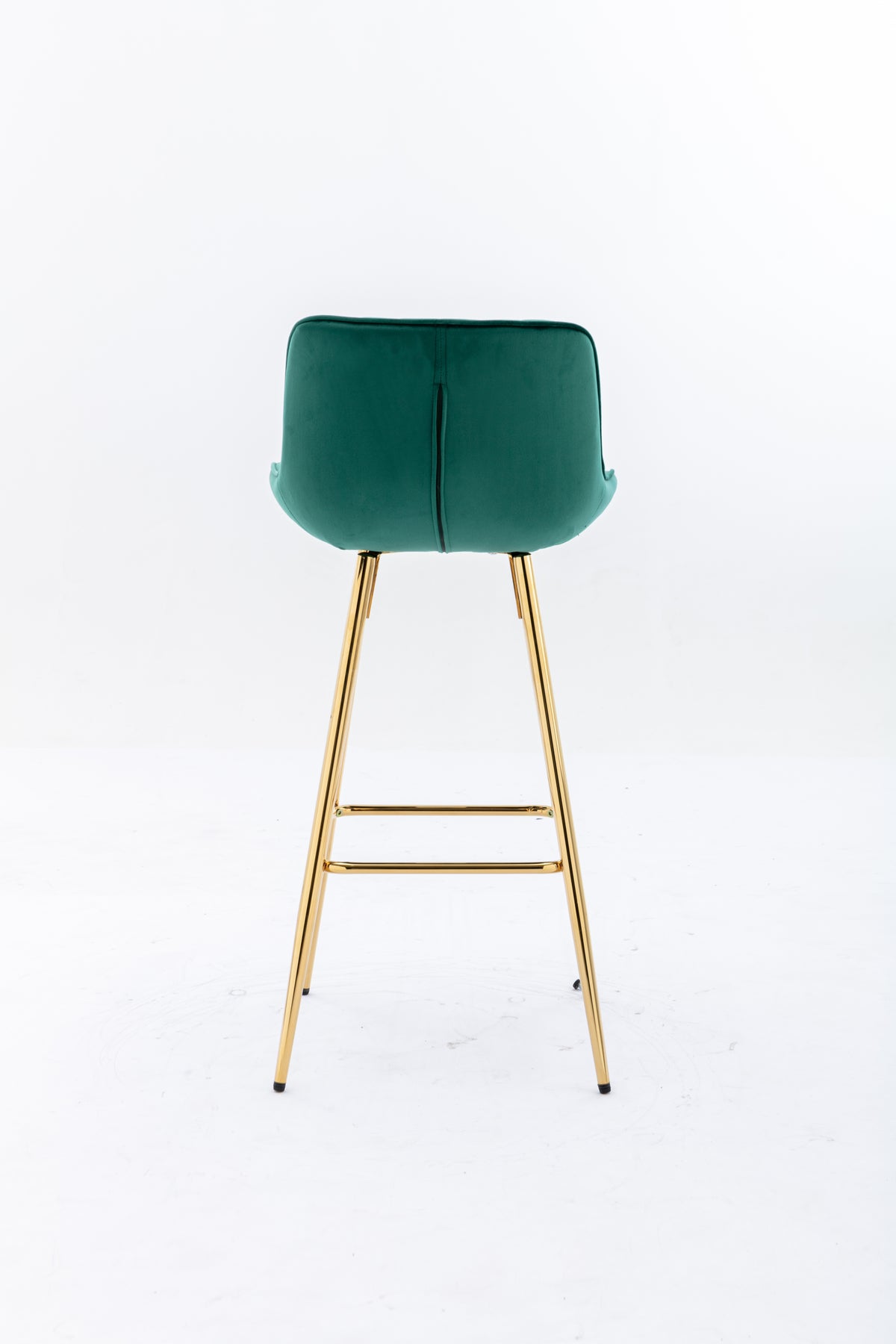 30 Inch Set Of 2 Bar Stools,With Chrome Footrest Velvet Fabric Counter Stool Golden Leg Simple High Bar Stool,Green Green Foam Fabric