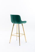30 Inch Set Of 2 Bar Stools,With Chrome Footrest Velvet Fabric Counter Stool Golden Leg Simple High Bar Stool,Green Green Foam Fabric