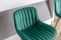 30 Inch Set Of 2 Bar Stools,With Chrome Footrest Velvet Fabric Counter Stool Golden Leg Simple High Bar Stool,Green Green Foam Fabric